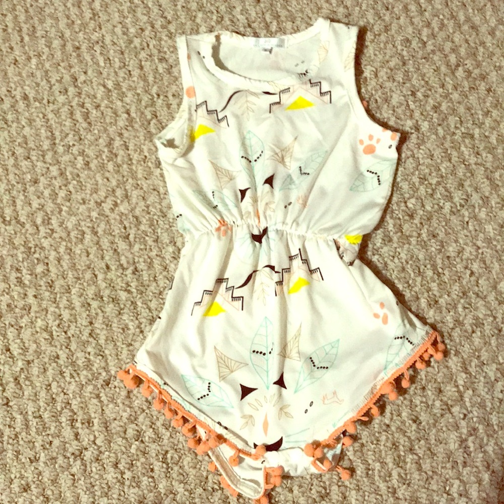 Toddler girls white tribal romper